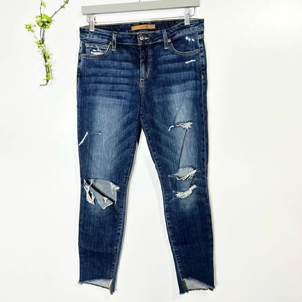 Joe’s Jeans The Blondie Mid-rise Skinny Ankle Distressed Raw Hems